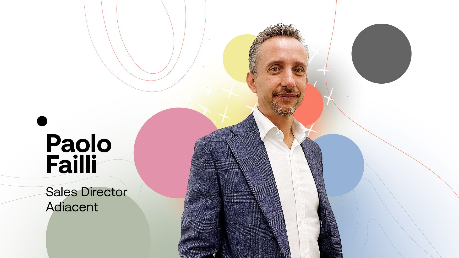 Paolo Failli su fondo con cerchi colorati
