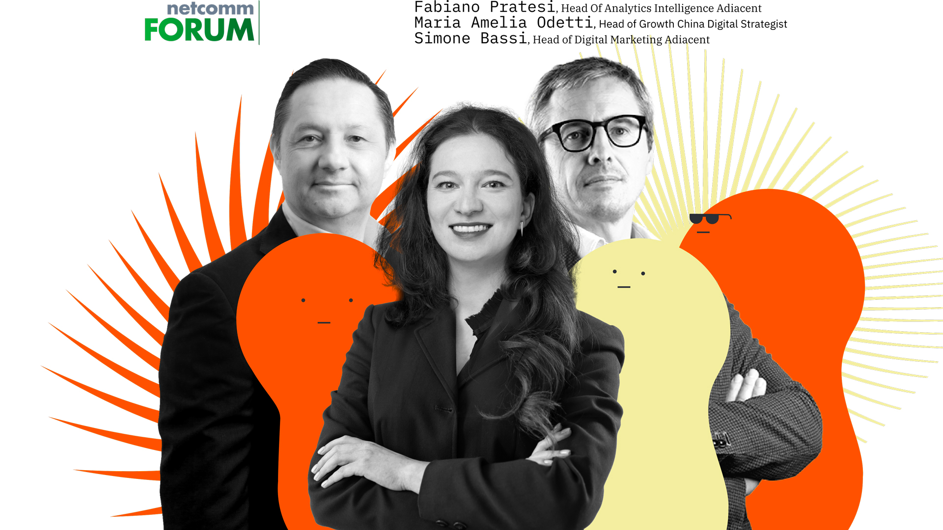 Fabiano Pratesi Head of Analytics Intelligence Adiacent, Maria Amelia Odetti Head of Growth China Digital Strategist, Simone Bassi, Head of digital Marketing Adiacent