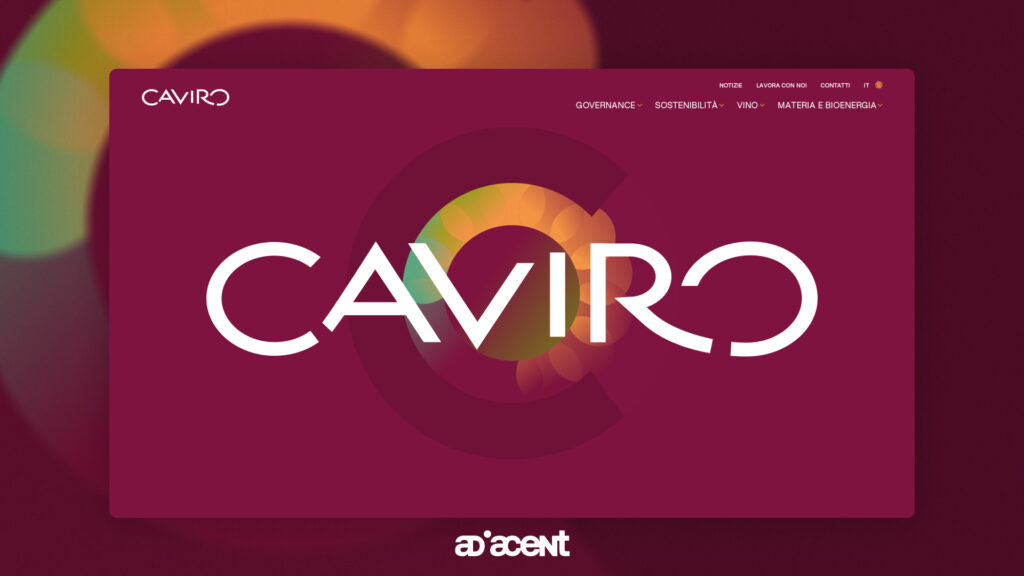 Logo Caviro su fondo rosso bordeaux