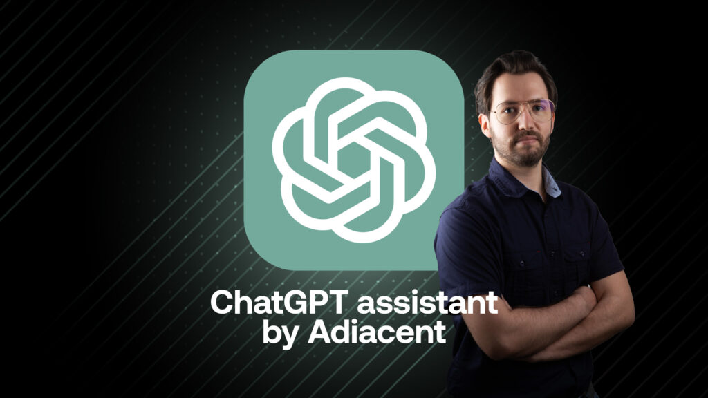 ChatGPT assistant By Adiacent, uomo con occhiali e barba con le braccia incrociate