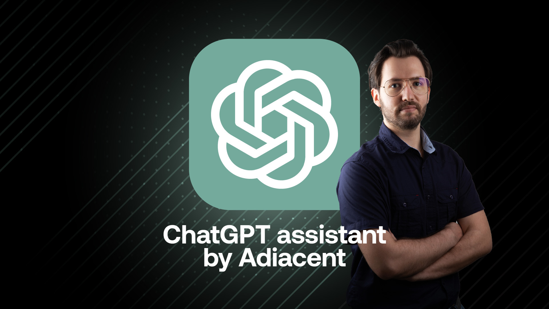 ChatGPT assistant By Adiacent, uomo con occhiali e barba con le braccia incrociate